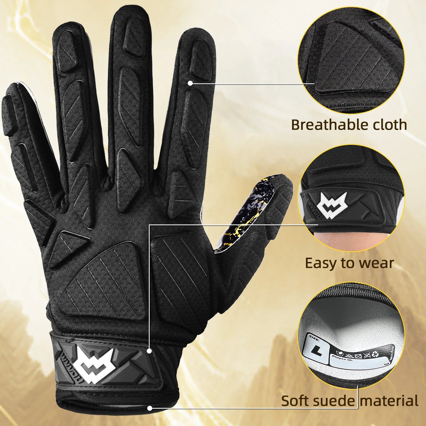 Sticky Padded Receiver Gloves/Lineman Gloves